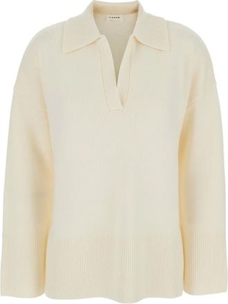 P.A.R.O.S.H. Maglione a coste con colletto stile polo - Toni neutri