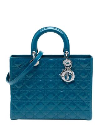 Dior 2012 Large Patent Cannage Lady Dior satchel - Blu