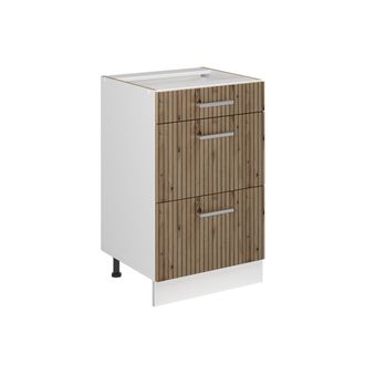 Vicco Mueble Bajo De Cocina R-line, Roble Artesanal/blanco, 50 Cm Sin Encimera, Vicco