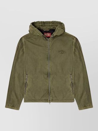 Diesel hooded cotton jacket j stitch design