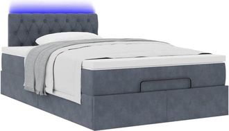 vidaXL Cama Otomana Con Colch&oacute;n Y Led Terciopelo Gris Oscuro 120x190cm Vidaxl