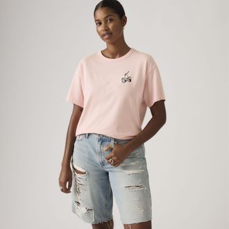 Levi's Graphic Vintage Fit Tee - Womens - XS - Pink / Cherry Hearts Crystal Pink