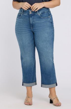 NYDJ Bailey High Waist Crop Relaxed Straight Leg Jeans in Breezy Palms at Nordstrom, Size 24W