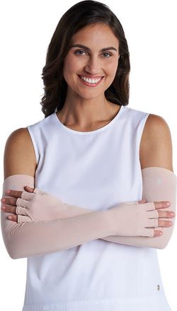 Coolibar Perpetua Long Fingerless UV Sun Gloves, UPF 50+ Sun Protection in Beige at Nordstrom, Size X-Small
