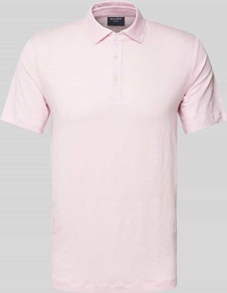 Olymp Level 5 Slim Fit Poloshirt aus Leinen-Mix in Hellrosa, Größe XL