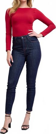 Judy Blue High Waist Heart Shaped Pockets Skinny Jeans In Dark Wash