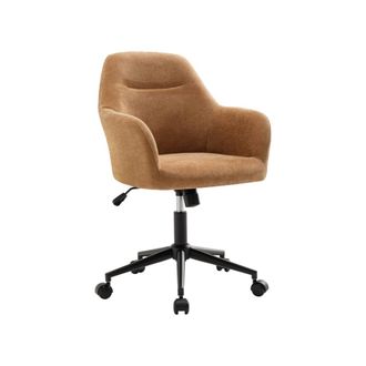 Sweeek Silla de oficina con ruedas ajustable metal y tela, camel