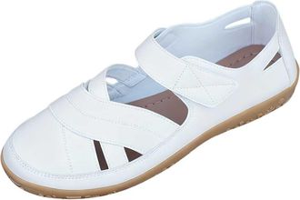 Generic Closed Toe Leather Sandals Women UK, Ladies Outdoor Walking Sandals Casual Hollow Out Summer Shoes Fashion Holiday Beach Easy Fasten Flat Sandal Footw