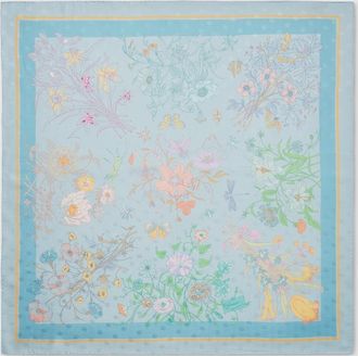 Gucci Printed Silk Twill Carr&eacute;, Blue, Silk