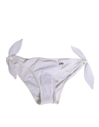 Dolce & Gabbana Womens White Side Tie Logo Bikini Bottom Underwear Polyamide Clothing