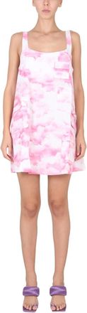 Rotate Pink Tie-Dye Square Neck Mini Dress