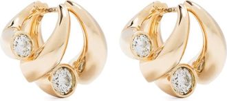 Tabayer 18kt yellow gold Oera diamond hoop earrings - women - Diamond/18kt Yellow Gold - One Size