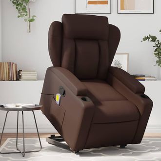 vidaXL Vidaxl - Sill&oacute;n Reclinable De Masaje De Pie De Cuero Sint&eacute;tico Marr&oacute;n
