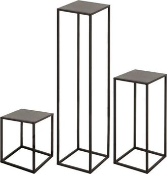 OEM Conjunto De Mesas Auxiliares Cuadradas - Aktive - 3 Piezas - 30x30x90 Cm - 26x26x60 Cm - 22x22x30 Cm - Negro - Robusto