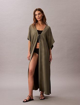 Calvin Klein Viscose linnen strand kaftan