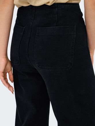 Only High-waist-Jeans ONLY ONLMADELINE HW WD POCKET DNM GUA554 NOOS, Damen, Gr. XL, L&auml;nge 32, schwarz denim, Denim/Jeans, Obermaterial: 74% Baumwolle, 25% 