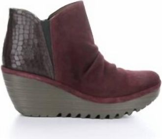 FLY London Womens Ankle Boots In Oil Suede/crooco Wine
