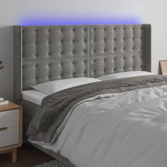 vidaXL Cabecero Con Led De Terciopelo Gris Claro 183x16x118/128 Cm Vidaxl