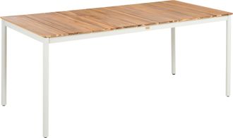Beliani Mesa De Comedor De Jard&iacute;n Moderna 180 X 90 Cm 6 Plazas Tablero De Listones De Madera De Acacia Y Estructura De Metal Marr&oacute;n Giovinazzo