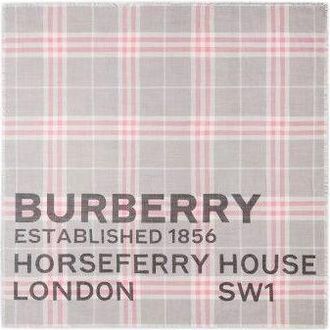 Burberry Pink & Grey Horseferry Check Scarf