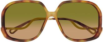 Chlo&eacute; Havana Gold Green Ch0404S Acetate Square Sunglasses