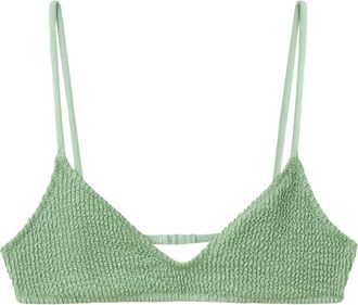 Mango Textured Triangle Bikini Top in Pastel Green at Nordstrom, Size X-Small
