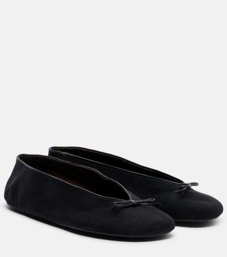 The Row Fay bow-detail cotton ballet flats