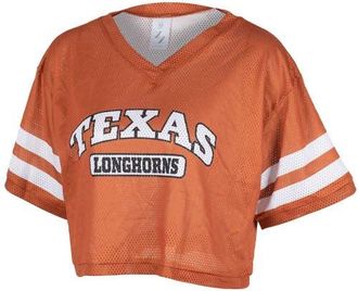 ZooZatZ Womens ZooZatz Texas Orange Texas Longhorns Mesh Cropped V-Neck T-Shirt in Burnt Orange at Nordstrom, Size Large