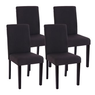 Hhg Hhg - Nunca Usado] Juego De 4 Sillas De Comedor Littau, Textil, Negro, Patas Oscuras