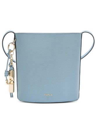 Furla Roxie Bucket Structured Soft Blue Leather Bag