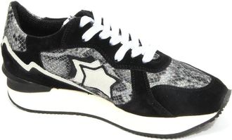 Atlantic Stars Su&egrave;de Stoffen Schoen met Vibram Zool - Dames - Sneakers - Zwart - 35 EU - Su&egrave;de - Schoenen