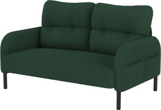 STILVORA Sof&aacute; Recto 2 Plazas En Terciopelo Acanalado Con Respaldo Ergon&oacute;mico Y Bolsillo Lateral, Estructura De Metal, Esmeralda