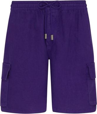 Vilebrequin Baie Bermuda Shorts - Heren - Korte Broeken - Paars - L - Linnen - Korte Broeken