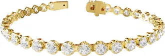 Diamond2Deal 18k Vermeil Plated Silver 5.9 ct Round Lab Grown Diamond Fancy Tennis Bracelet 7