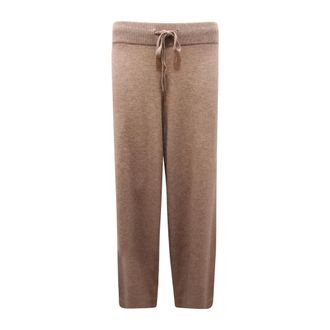 Max Mara Josef Gebreide Wijd Broek - Dames - Wijde Broeken - Beige - L - Wol - Broeken