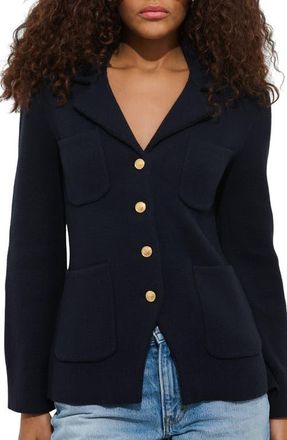 Alex Mill Notched Collar Cotton & Cashmere Cardigan in Navy at Nordstrom, Size X-Small