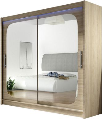 Mirjan24 Armario Closico Pallor Viii, Roble Sonoma, 215x180x58cm, Puertas De Armario: Correderas, N&uacute;mero De Estantes: 5, Led