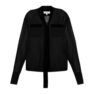 Frame Denim Shirts, female, Black, Size: XS Silk Shirt