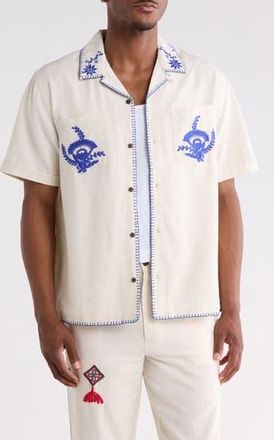 Raga Man Gopal Embroidered Camp shirt in Eggshell at Nordstrom Rack, Size X-Large