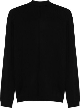 low brand Mens Sweater With Button Placket Black Wool
