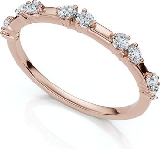 Pompeii3 1/5Ct Unique Alternating Diamond Wedding Band 14k White Gold Lab Grown