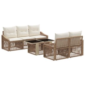 vidaXL Conjunto De Sof&aacute;s De Jard&iacute;n 6 Uds. Beige Y Blanco Crema Vidaxl