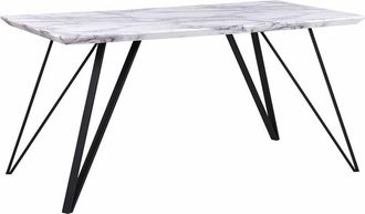 Beliani Beliani - Tavolo da Pranzo Glam Piano Bianco Effetto Marmo 150 x 80 cm Molden