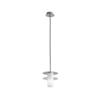 Netlighting Record Double Disc Pendant Tinted Glass Chrome Opal E14 in Grey