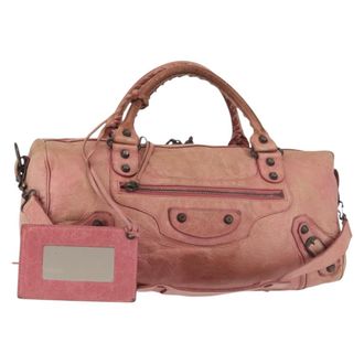 Balenciaga Twiggy Classic Studs Bag Leather Pink Leather Handbag (Pre-Owned)