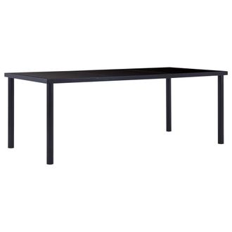 Berkfield Home Dining Table Black 200x100x75 cm Tempered Glass | Size: 200 x 100 x 75 cm