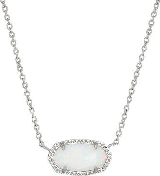 Kendra Scott Signature Elisa Rhodium Plated and White Kyocera Opal Pendant Necklace