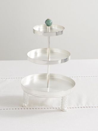 Natalia Criado Alzata Per Torte Con Finitura Argento E Diaspro