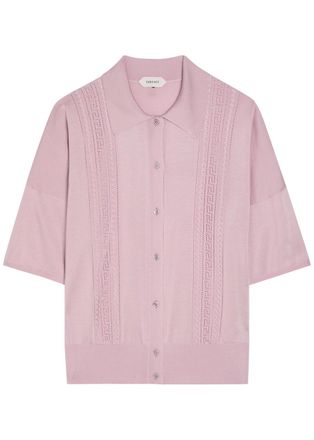 Versace Textured Fine-knit top - Light Pink - 38 (UK6 / XS)