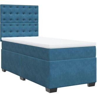 vidaXL Cama Box Spring Con Colch&oacute;n Terciopelo Azul 90x190 Cm Vidaxl